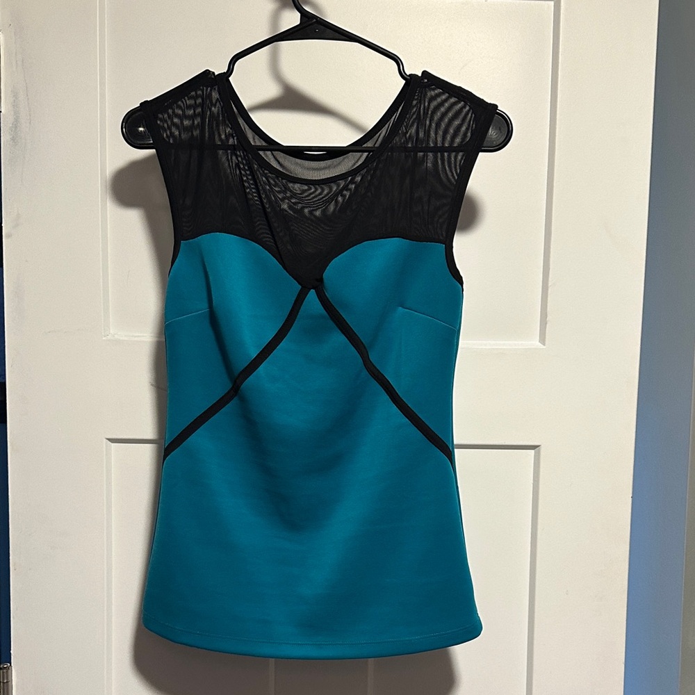 Body Central Teal and Black Mesh Tank Top